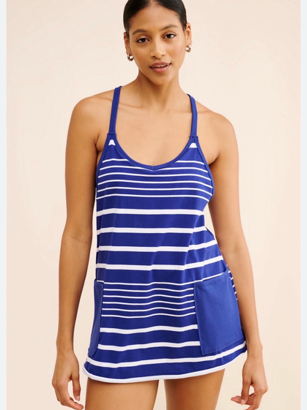 Free People Hot Shot Romper Spring Stripe Navy White Size Small EUC 💙🤍